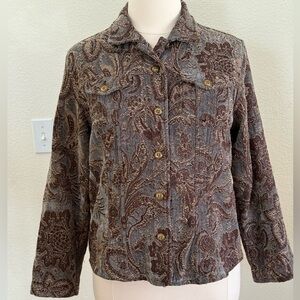 Chico's Dark Turquoise/Brown/Tan  Textured Jacket size 16 (Chico’s size 3)